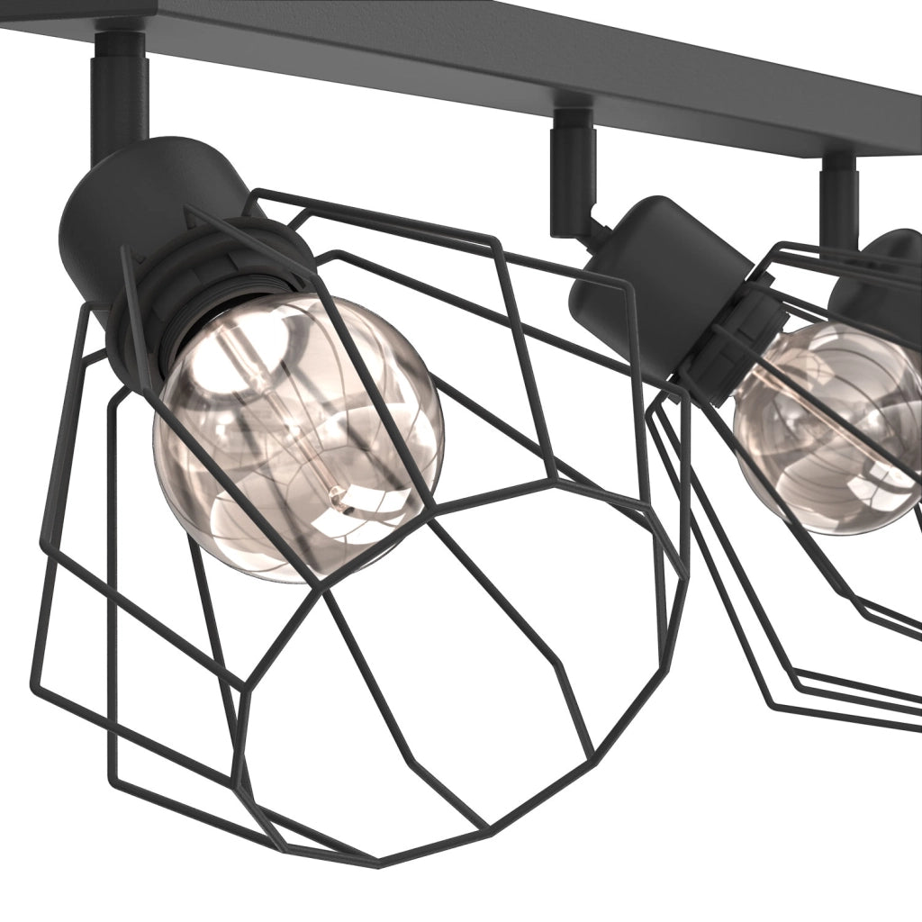 Plafoniera industriale Parkla 3 luci E27 nera Luminex