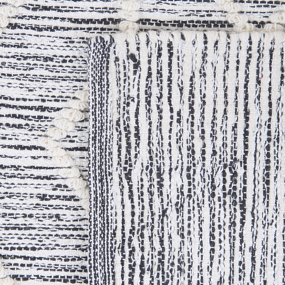 Tappeto grigio con lana beige e cotone 80 x 150 cm motivo geometrico tessuto a mano flatweave