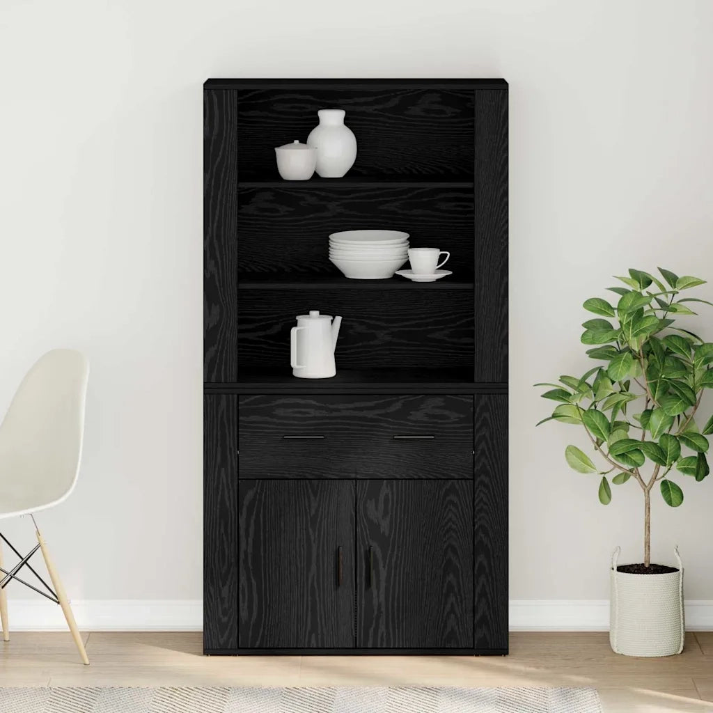 Credenza Rovere Nero 80 x 33 x 150 cm Legno multistrato 3333080