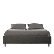 BS COM Letto matrimoniale francese contenitore imbottito 140x190 microfibra grigio