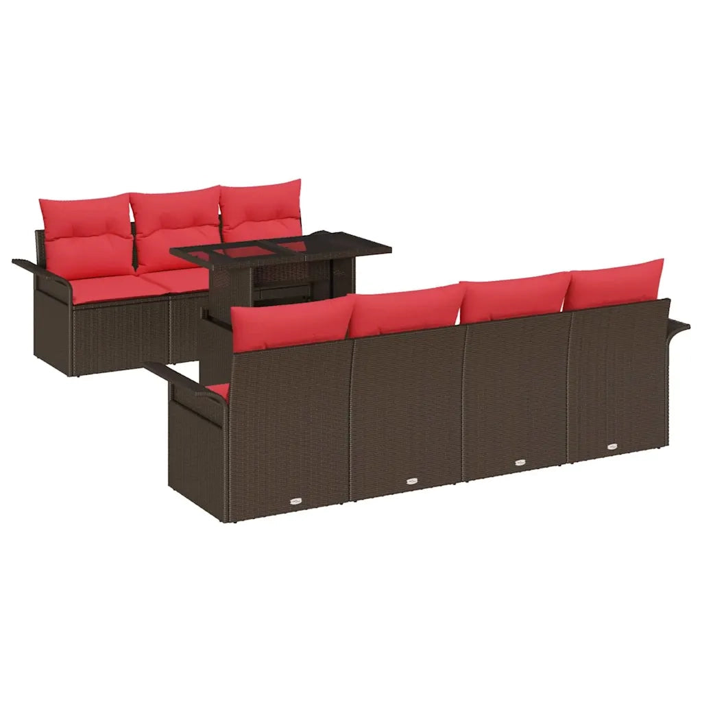 Set Divano da Giardino con cuscino 8 pcs Marrone polyrattan 3348230