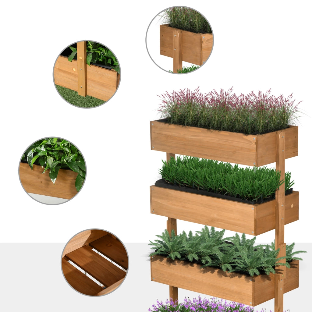 Fioriera in Legno 4 Livelli per Giardino Esterno con Fori di Drenaggio ¨C Minimal ¨C 80x45x142 cm Arancione