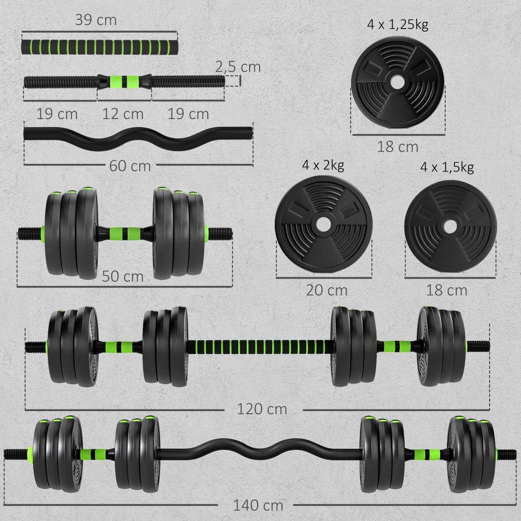 Set di manubri regolabili 20 kg ¨C Minimal ¨C verde