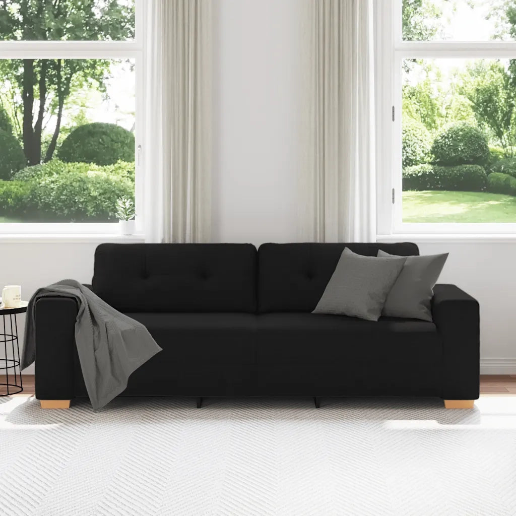 Divano a 3 posti Nero 220x78x80 cm in Tessuto 4105090
