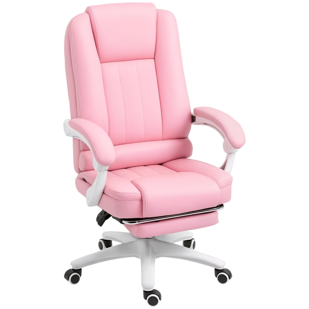 Sedia da Ufficio con Poggiapiedi ¨C Xylo ¨C Rosa e Bianco Regolabile