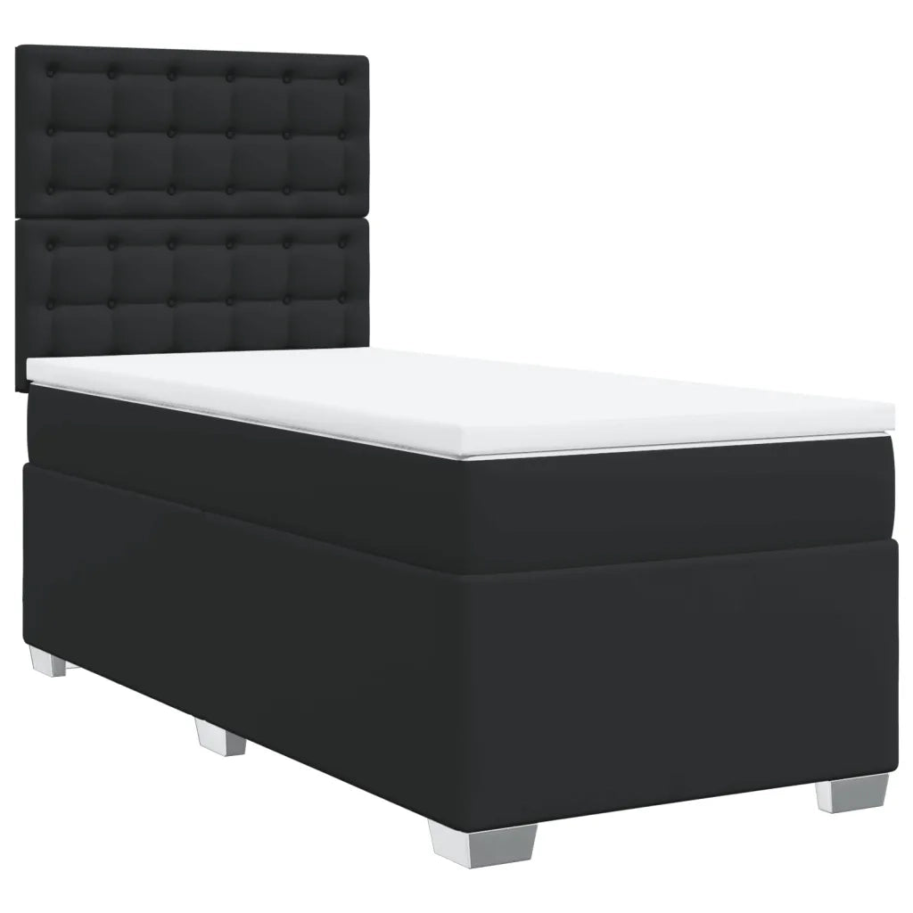Giroletto a Molle con Materasso Nero 100x200 cm in Similpelle