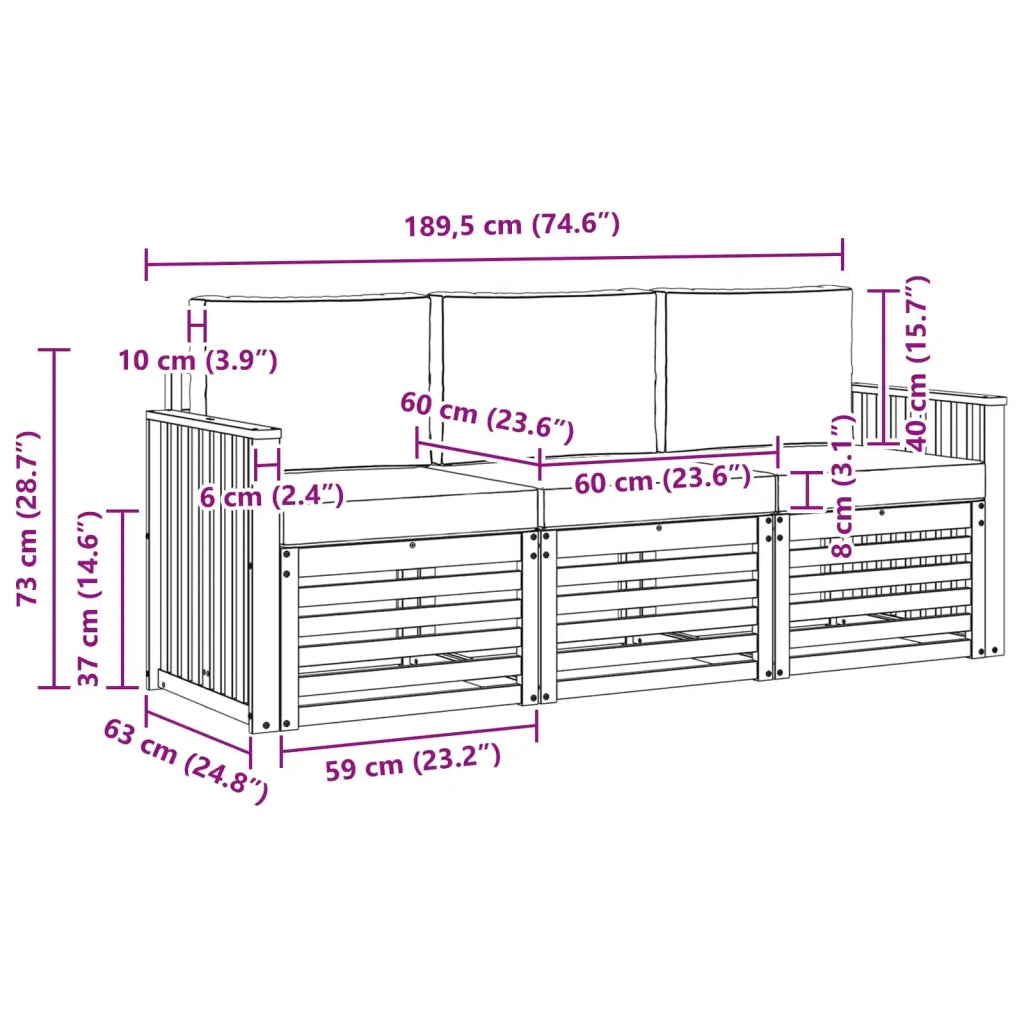 Set divani Legno di Acacia Massello 3391313