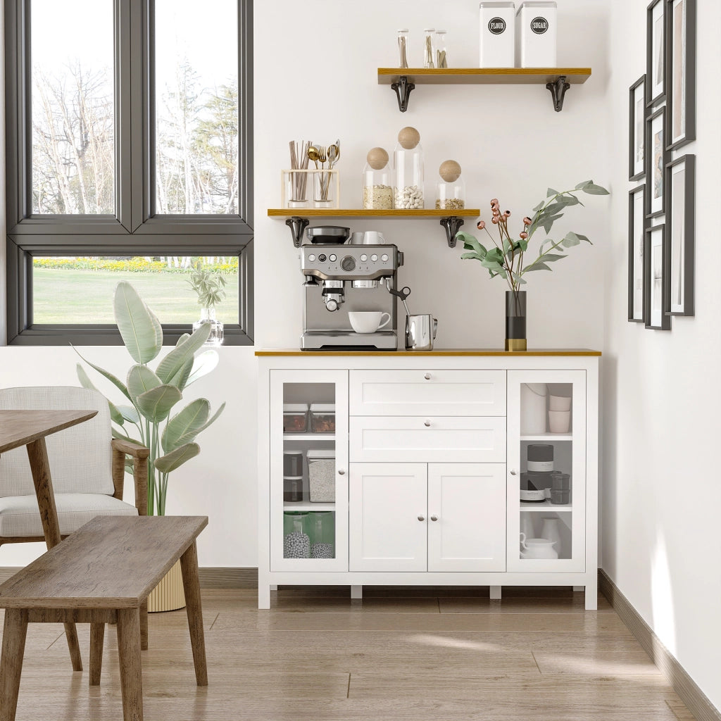 Mobile buffet con ante in vetro e cassetti ¨C Xylo ¨C bianco 120x40x90cm