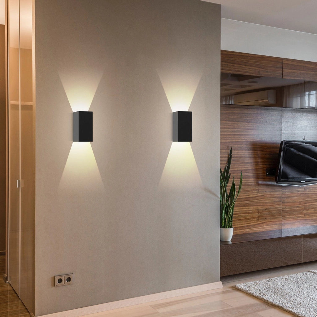 ZMH Applique a LED nera Lampada da parete moderna per esterni e camera da letto