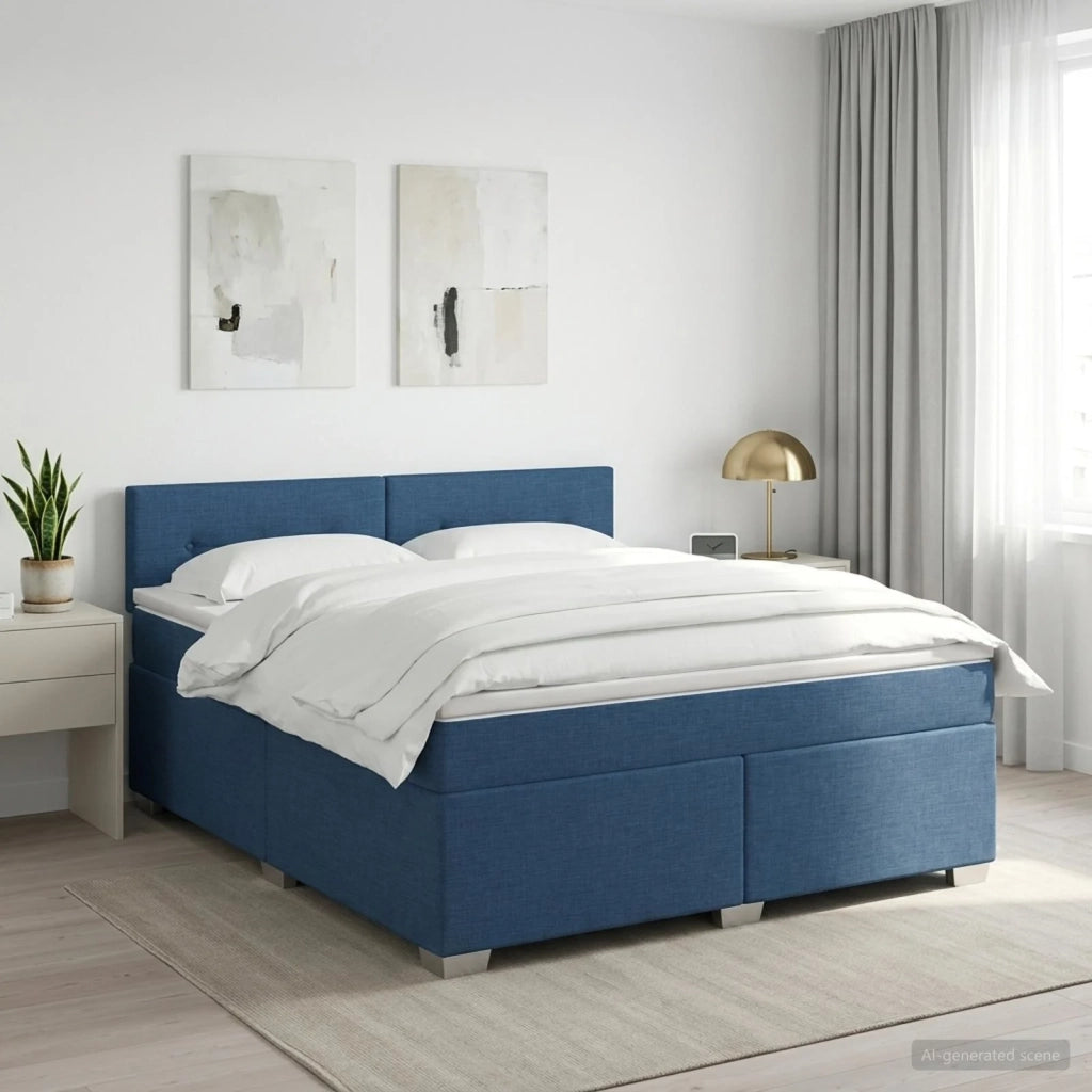 Letto box spring con materasso Blu 160 x 200 cm Tessuto 3450522