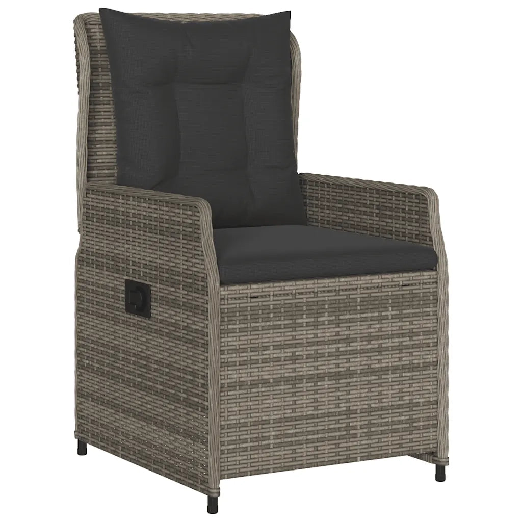 Set da Pranzo da Giardino 9 pz con Cuscini in Polyrattan Grigio 3262786