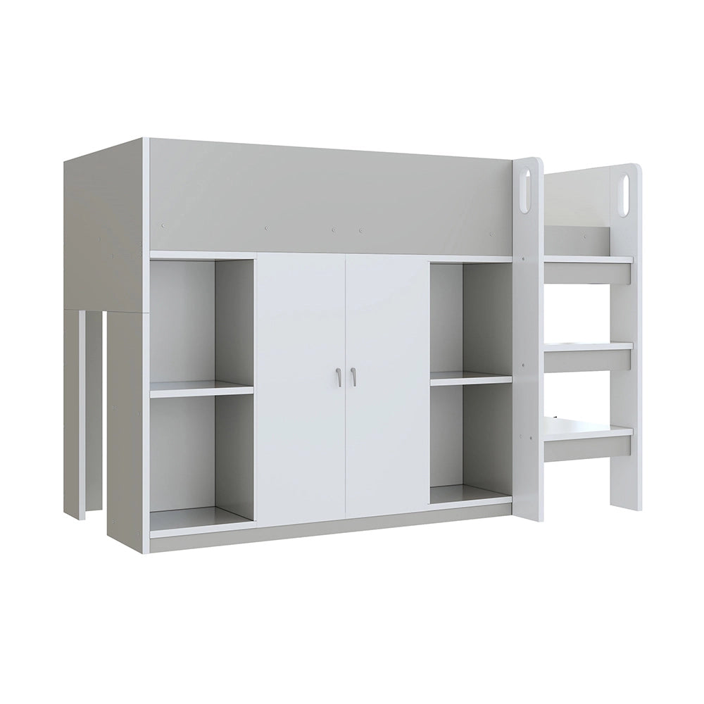 Letto a castello - Xylo - 90x200 cm armadio grigio