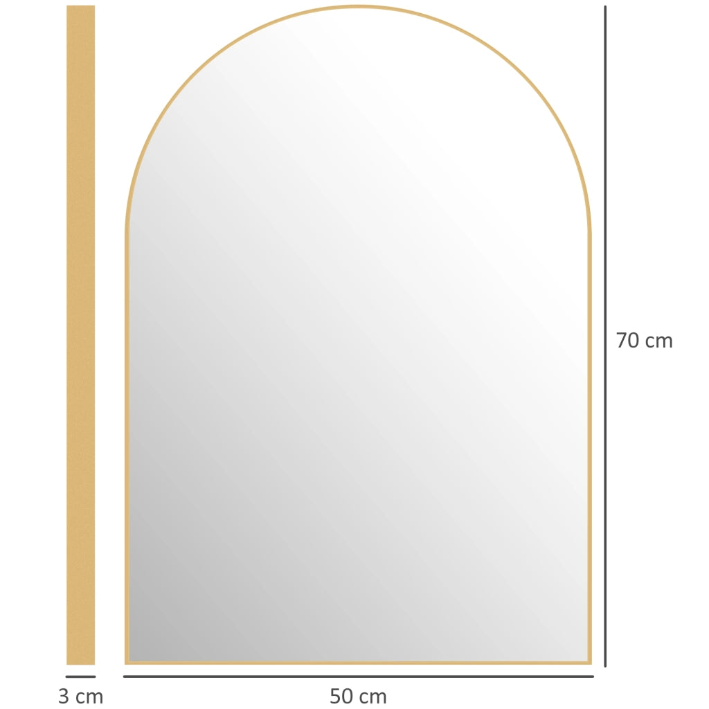 Specchio da Bagno con Cornice in Alluminio ¨C Minimal ¨C Oro 50x70 cm