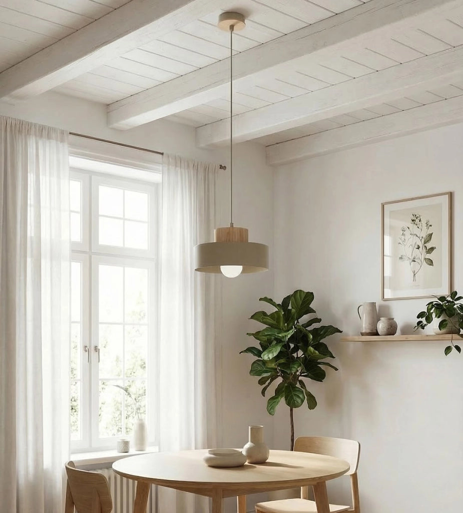 Lampada a sospensione japandi KIVI beige legno 1xE27
