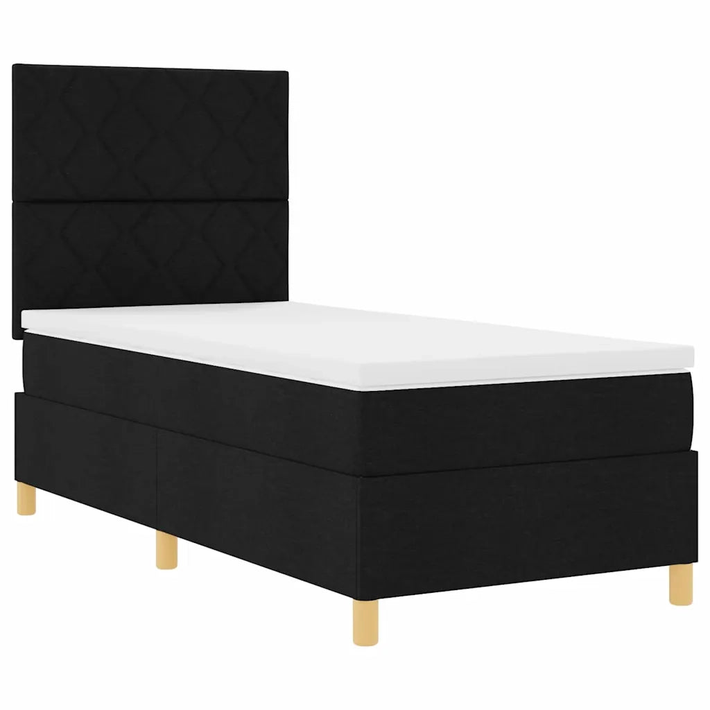 Letto a Sorgente LED con materasso Nero 100 x 200 cm Tessuto 3343154