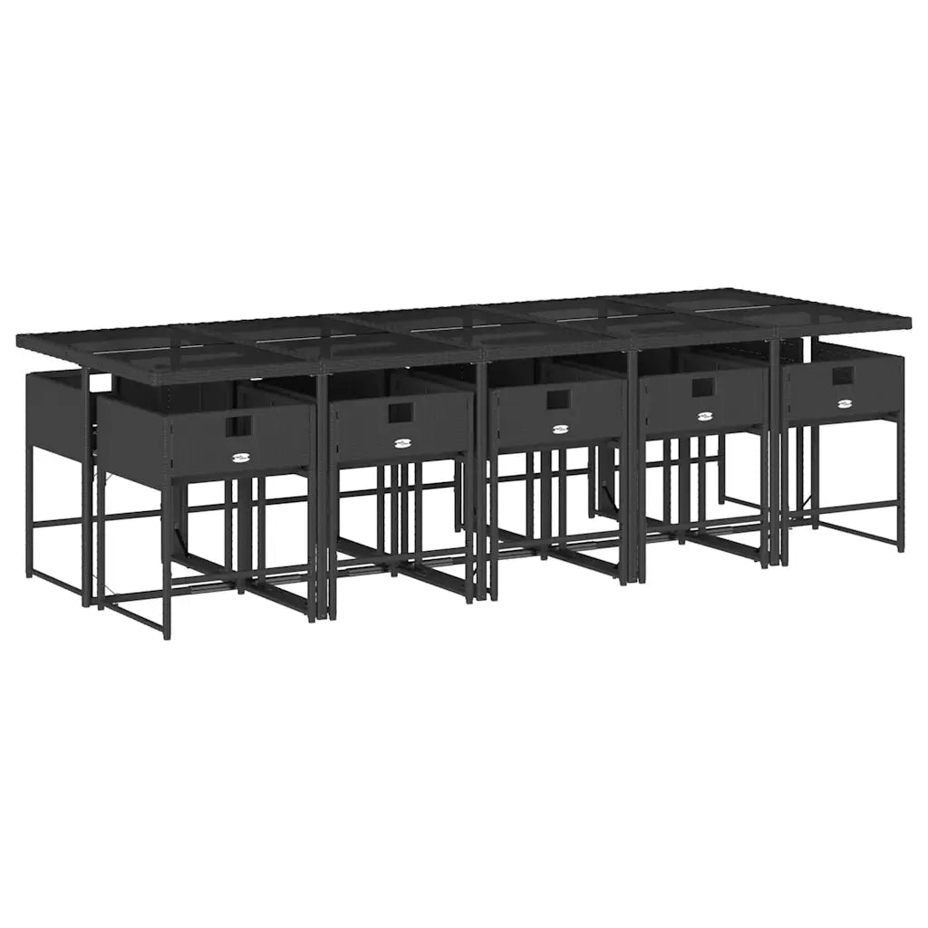 Set da Pranzo da Giardino 11 pz con Cuscini in Polyrattan Nero 3211291