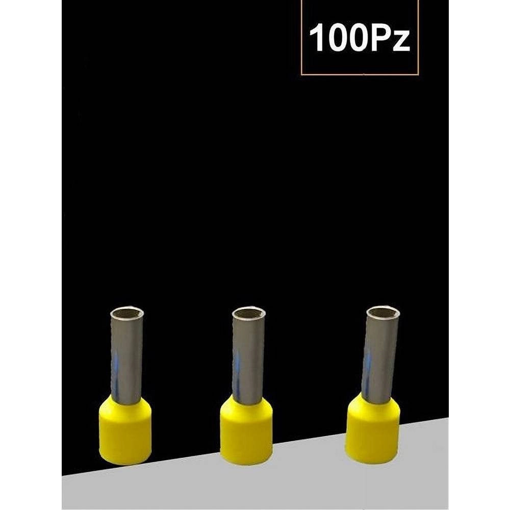Trade Shop - Confezione 100 Pz Tubetto Capicorda Isolato Per Cavi 6 Mm² Terminale 12 Mm E6012 -