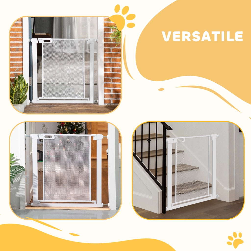 Cancelletto per Cani Regolabile ¨C Xylo ¨C Acciaio e ABS, 75-82x76 cm, Bianco