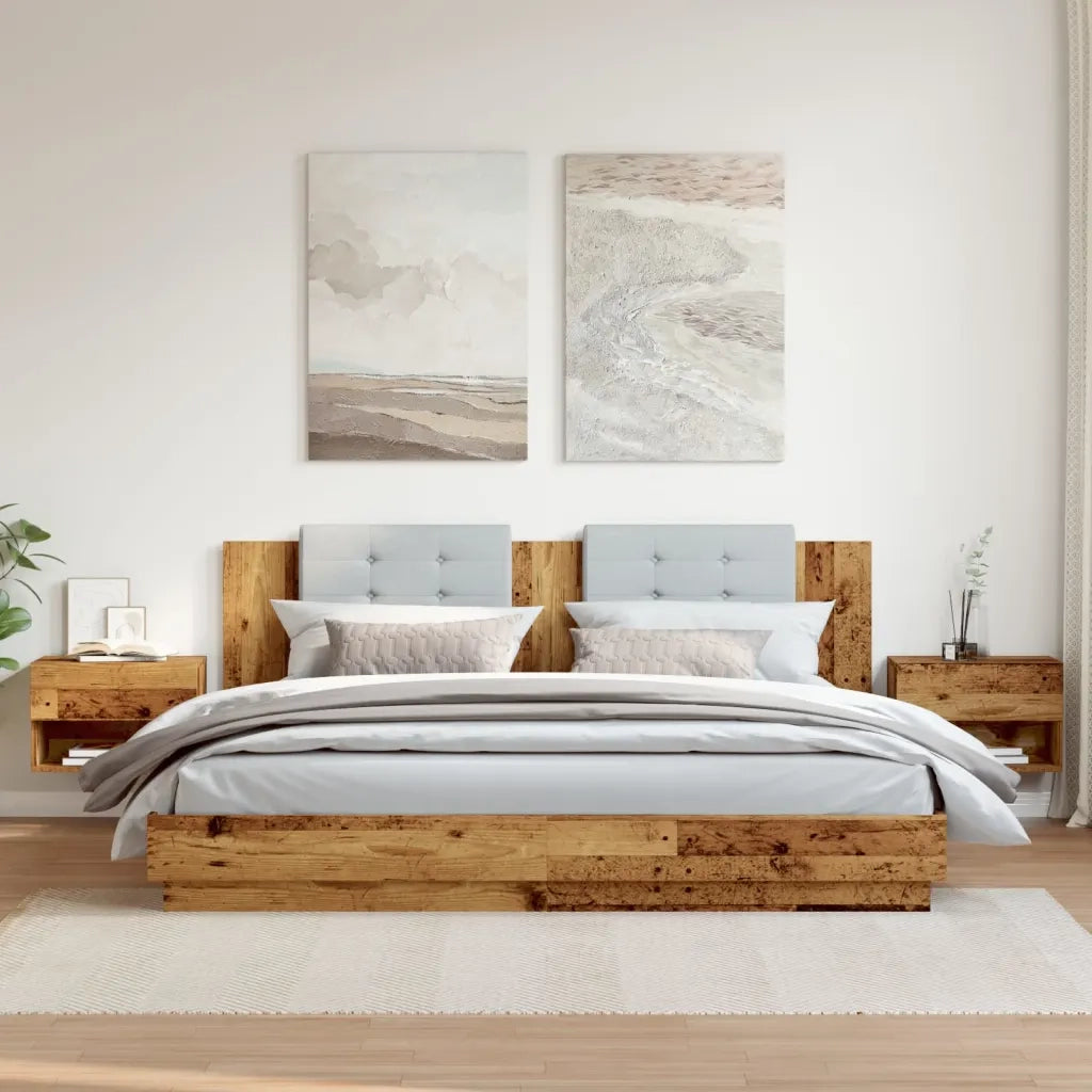 Comodini da Parete 2pz Legno Antico 856821