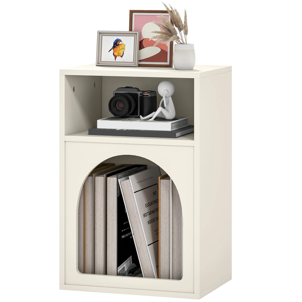 Comodino con 2 Ripiani Aperti Design Arco ¨C zephmum ¨C Crema 40x30x60 cm