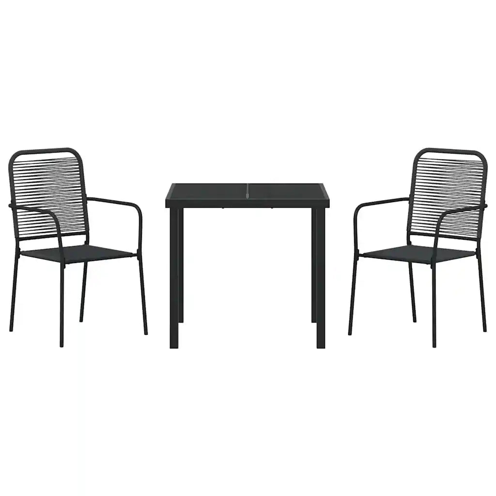 Set da Pranzo per Giardino 3 pcs Nero