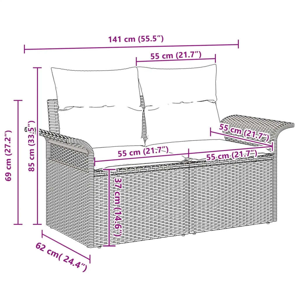 Set Divano da Giardino con cuscino 4 pcs Marrone polyrattan 3345314