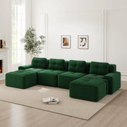 Sofa modulare senza ossa - Zephmum - U-Shape 4 posti verde velluto a coste antiscivolo