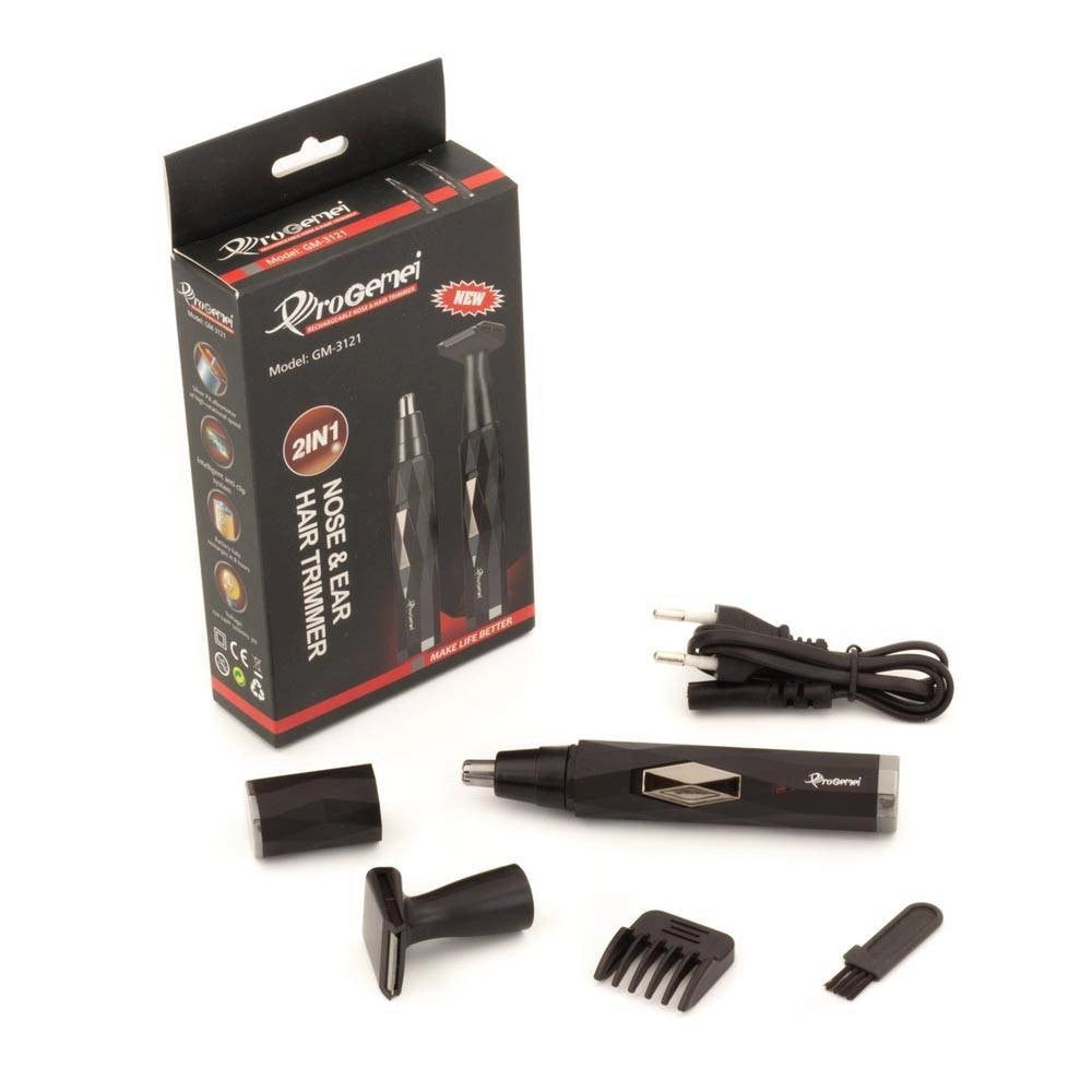 Trade Shop - Regolabarba Rifinitore Naso Orecchie Batteria Ricaricabile Professionale Gm-3121 -