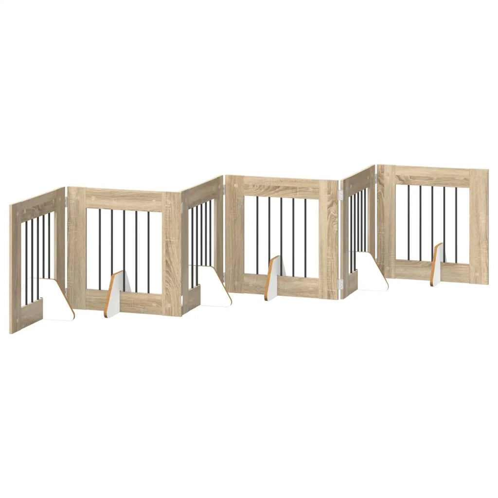 Cancello per cani pieghevole con supporti 6 pz Rovere Sonoma 892158