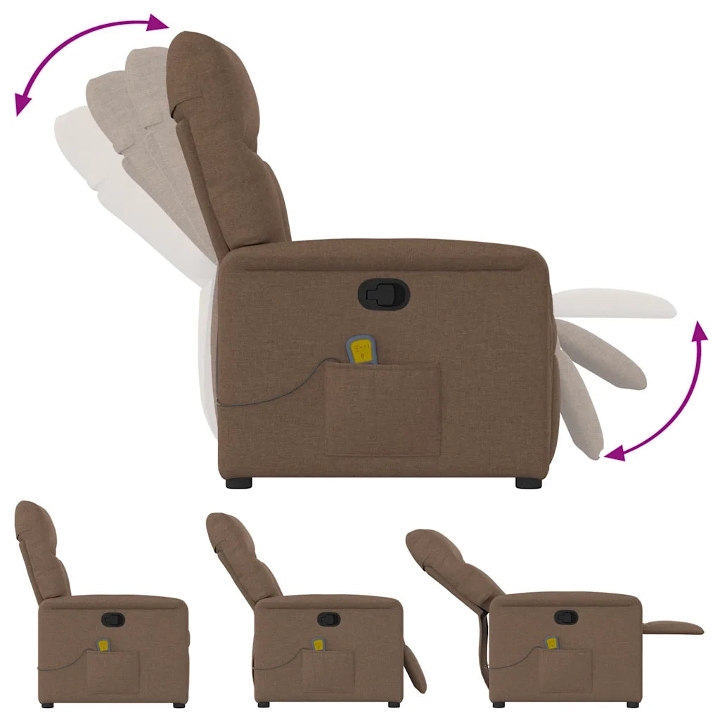 Poltrona Massaggiante Reclinabile Marrone in Tessuto 4015556