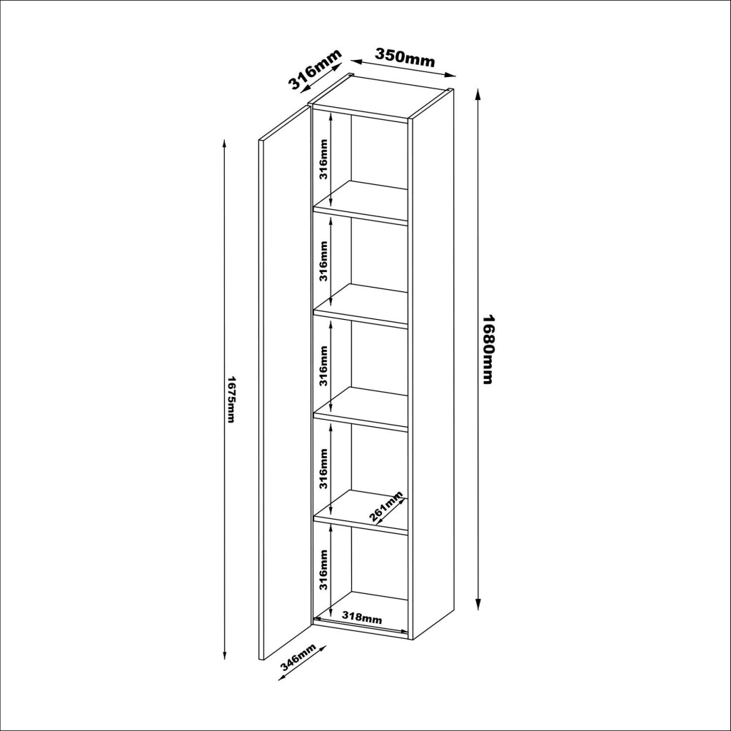 Chiari, Mobile Colonna 4 Ripiani, 35x32x168h cm Beige