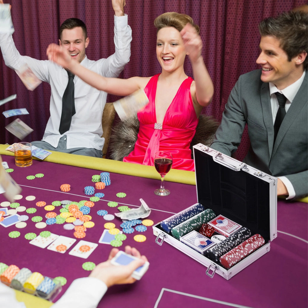 Set di Poker con Fichas e Dadi ¨C Minimal ¨C 29,5x20,5x6,5 cm Multicolore