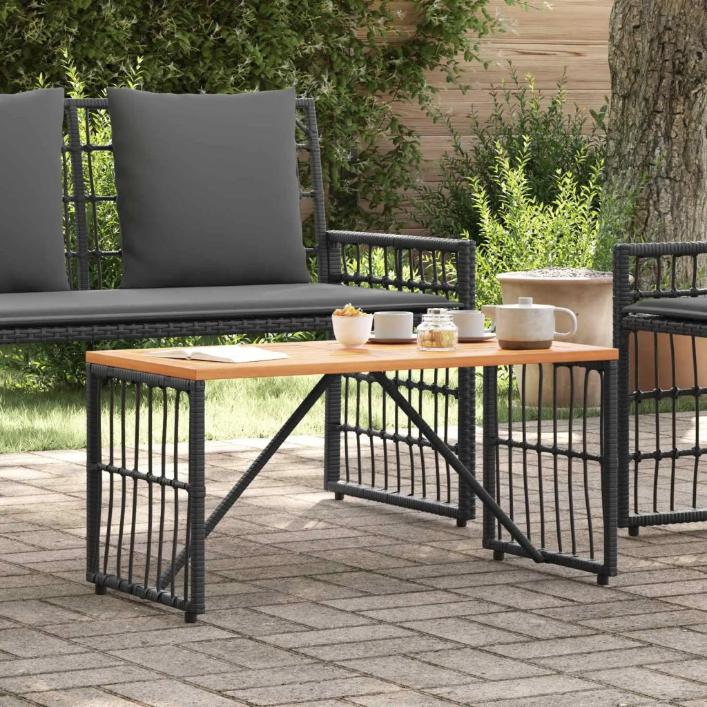 Tavolo da Esterno Nero 80 x 40 x 40 cm Acciaio e Polyrattan 42025145