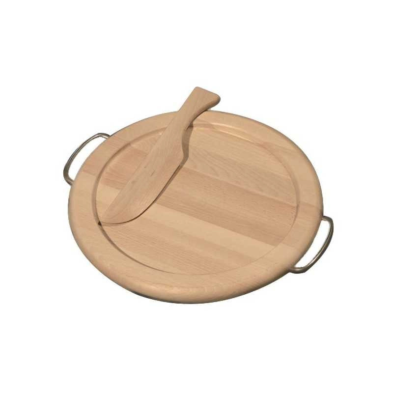 Tagliere Legno Tondo con Coltello Incav cm 35 Checco