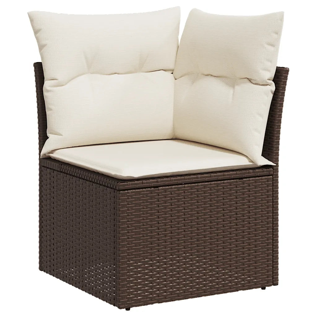 Set Divani da Giardino 8 pz con Cuscini Marrone in Polyrattan 3220512