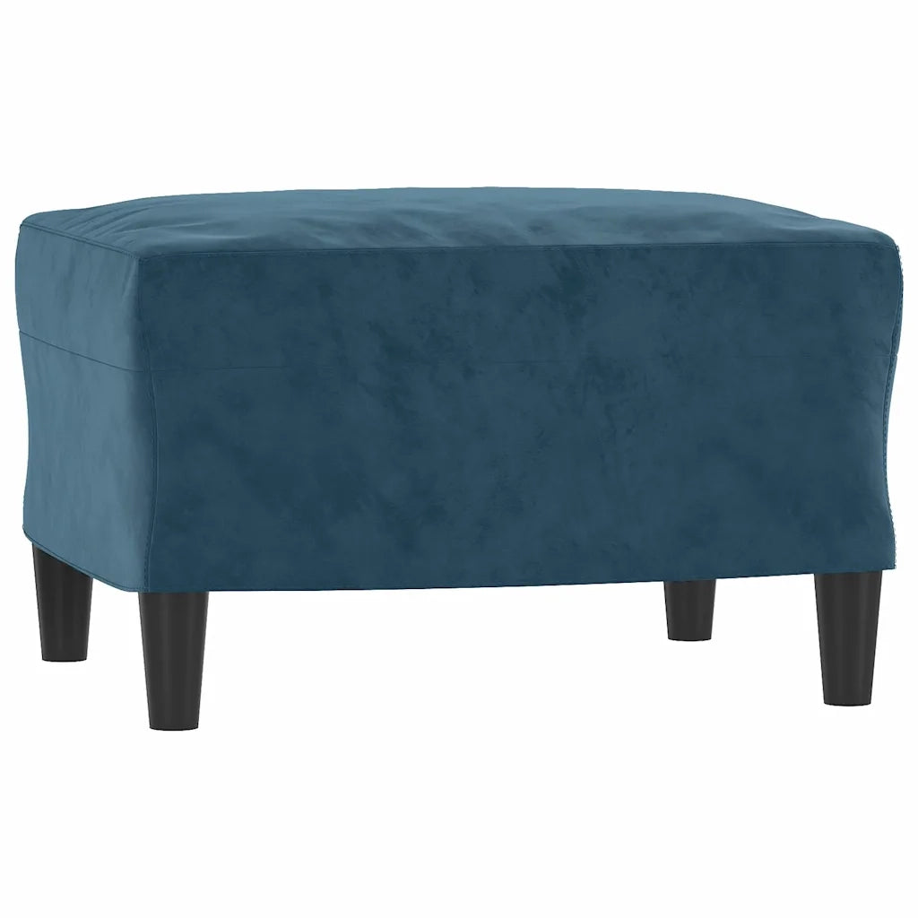 Divano a 3 Posti con Poggiapiedi Blu 180 cm in Velluto 3201224