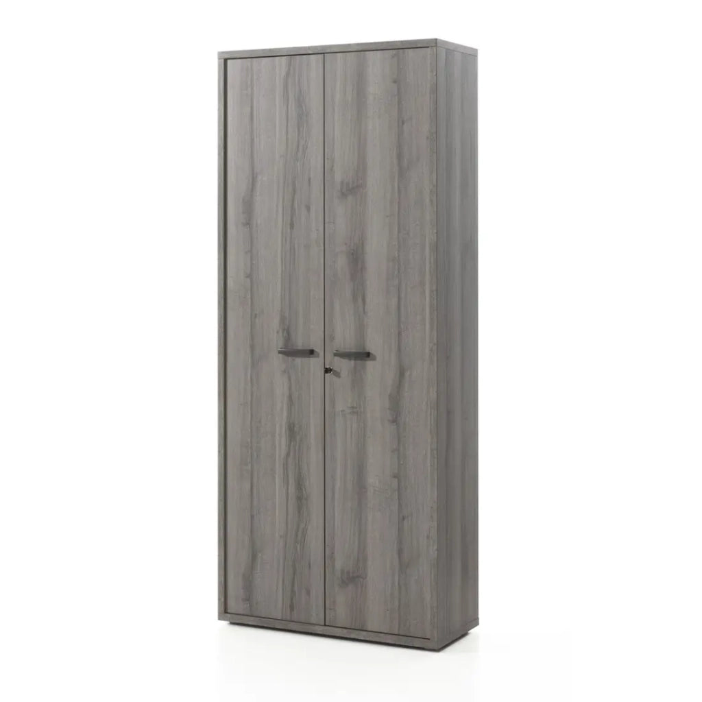 Armadio da Ufficio - Mobile con 2 Porte e scaffali in grigio effetto legno | Collezione SOON | Meublorama