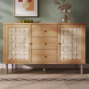 COMODA 120x40x75 cm Eiche con 2 ante e 3 cassetti, piedi in metallo