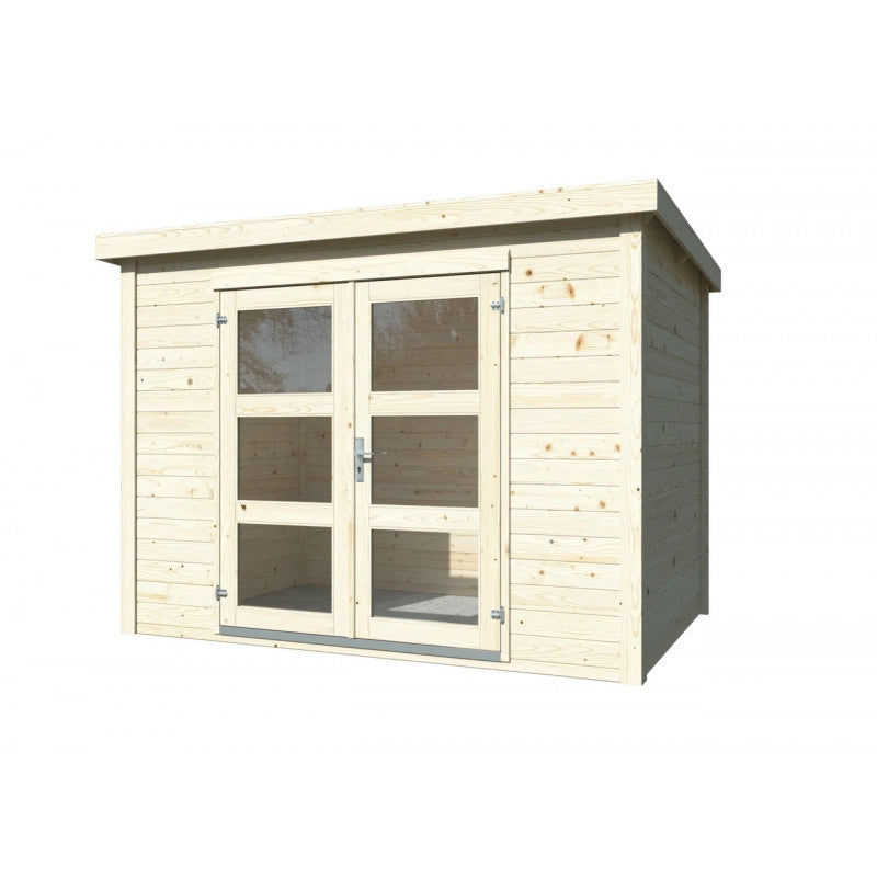 Casetta da giardino in legno 280x184 cm pareti 19 mm con porta doppia e tetto impermeabilizzato 5 m²  Esterni da Vivere Olivia 1