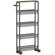 Carrello da cucina con 5 ripiani ¨C Xylo ¨C nero, metallo, ruote, 47x13x96,5 cm