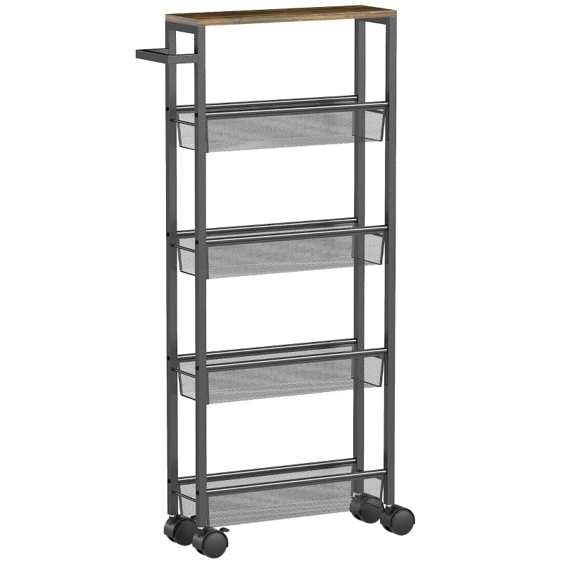 Carrello da cucina con 5 ripiani ¨C Xylo ¨C nero, metallo, ruote, 47x13x96,5 cm