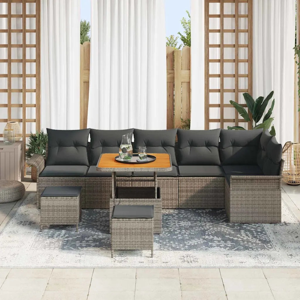 Set Divano da Giardino con cuscino 9 pcs Grigio 3364103