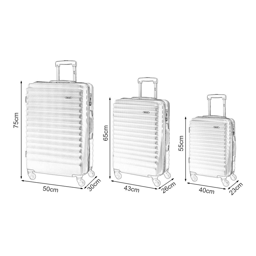 Set Trolley Pona di 3 Valigie Rigide in Misure S/M/L - Nero pro.tec
