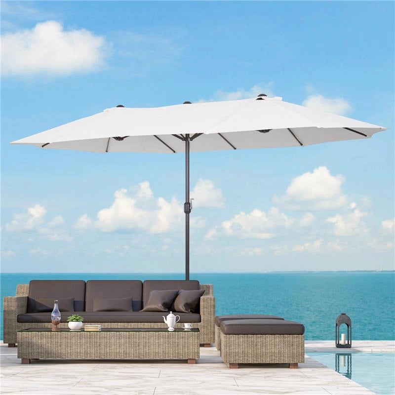 OMBRELLONE CON DOPPIO TETTUCCIO DA ESTERNI 460 X 270 X 240 BEIGE E MARRONE