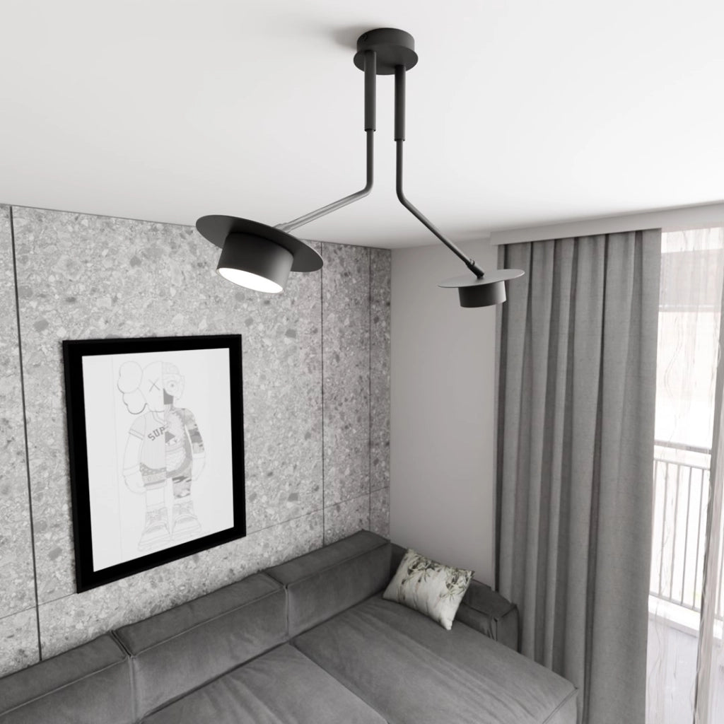 Plafoniera nera geometrica a bracci MIZU 2xGX53 Emibig