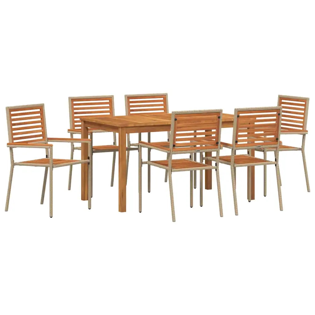 Set da Pranzo per Giardino 7 pcs Beige Legno di Acacia Massello