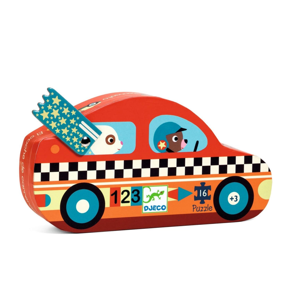 Puzzle La macchina da corsa 16 pezzi,Djeco,Eta 3+