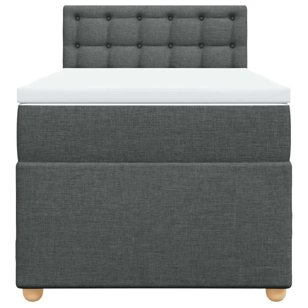 Letto a Molle con Materasso Grigio Scuro Singolo in Tessuto 3286862