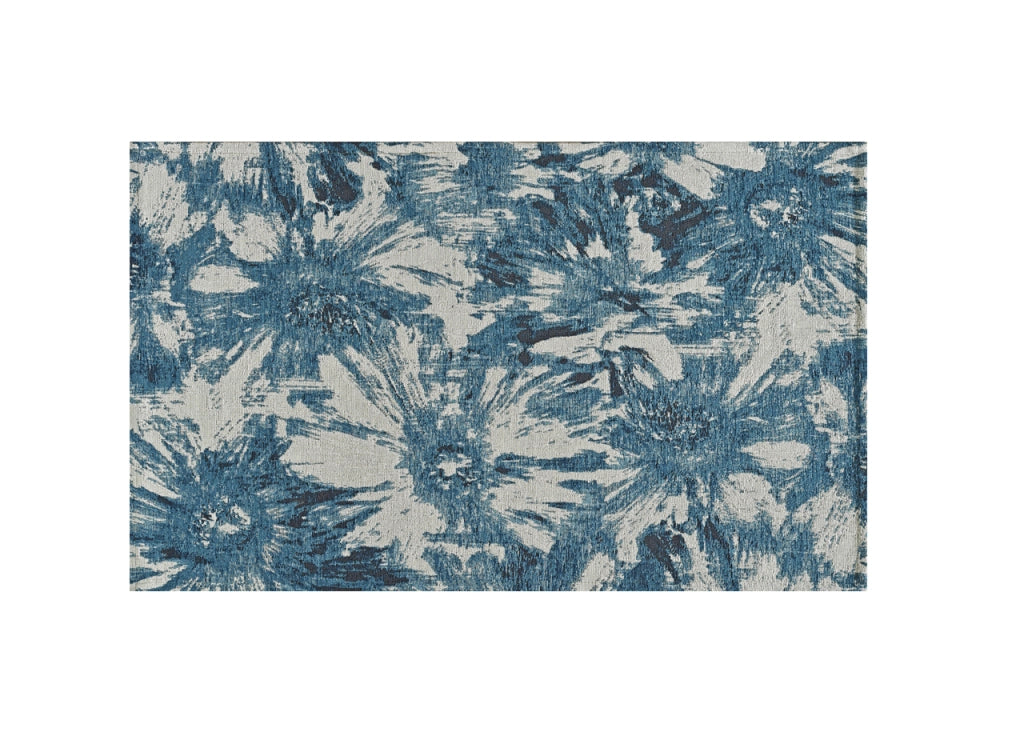 Tappeto Salotto Velour Antiscivolo Dis Fior Di Loto Colore Jeans Suardi - 200x280 - Jeans