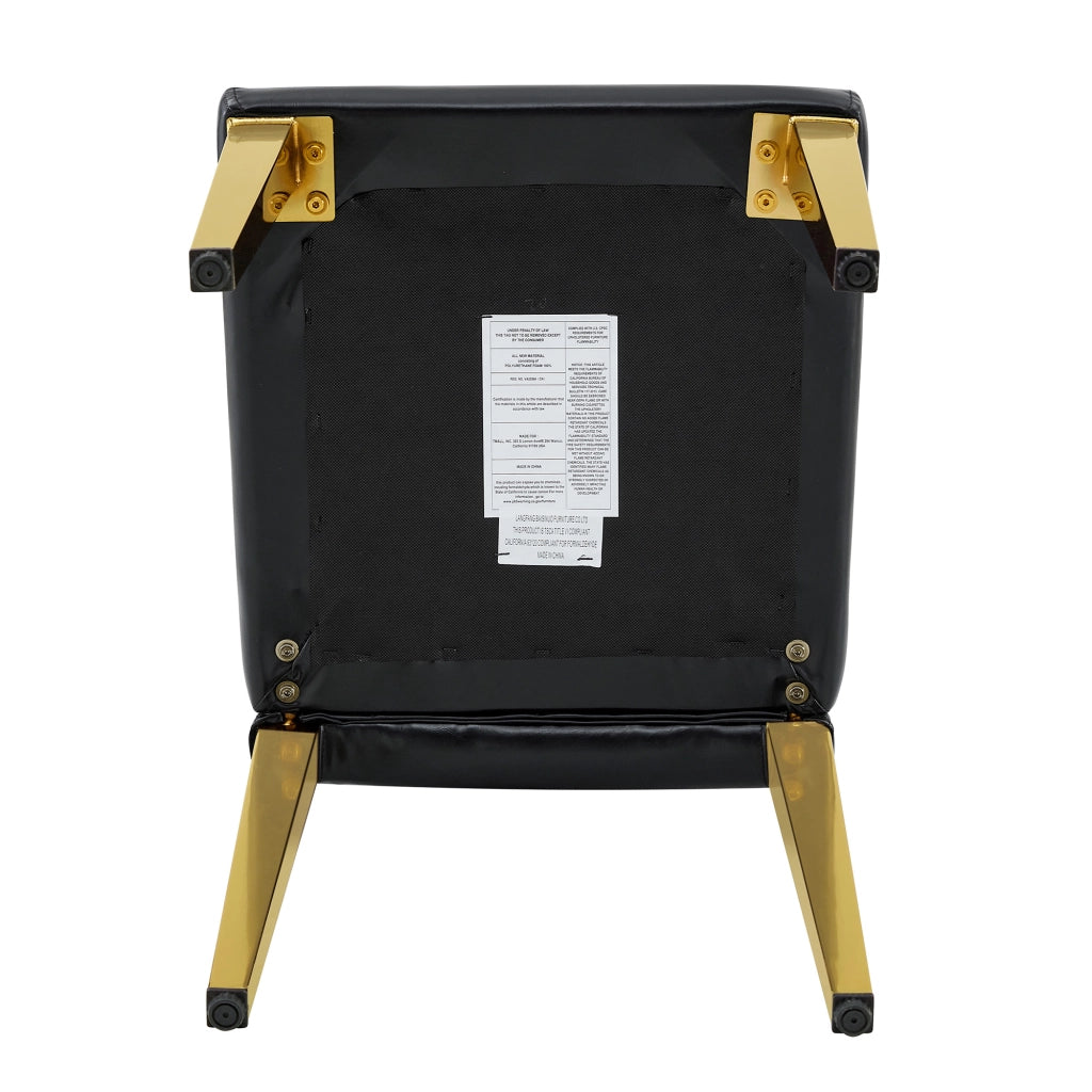 Set di 4 sedie da pranzo nere - Zephmum- Gambe in metallo oro lucido